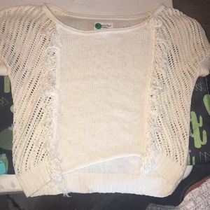 Ruffled Knit Cropped Sweater